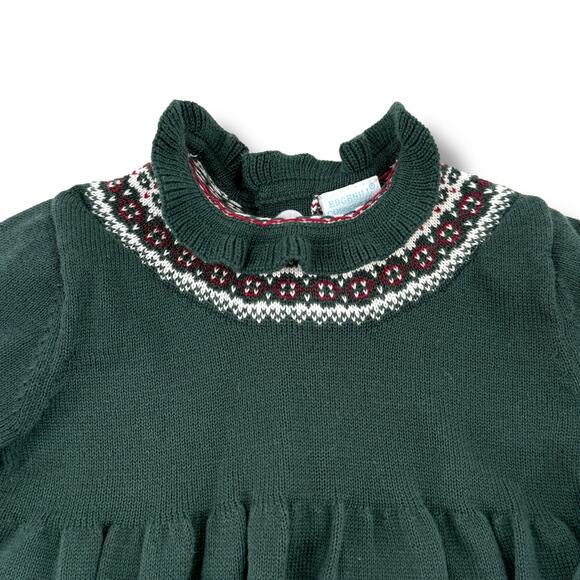 Edgehill Collection Knit Sweater Dress Baby Girls Size Newborn Green Fair Isle - Picture 2 of 4